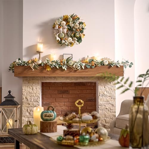 Valery Madelyn 6ft Fall Garland for Mantle with Pumpkins