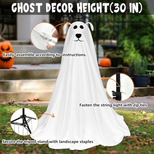 Halloween Decorations, 2.5FT Light Up Halloween Ghost Dog with Remote
