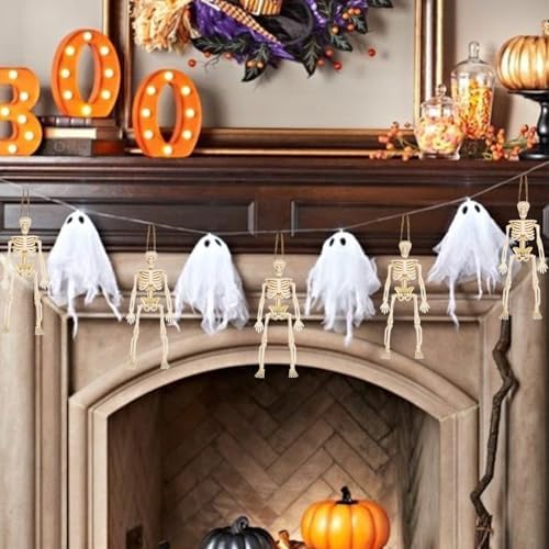 Mini Skeleton Figurines 8 Pcs Plastic Small Skeleton Halloween Decoration