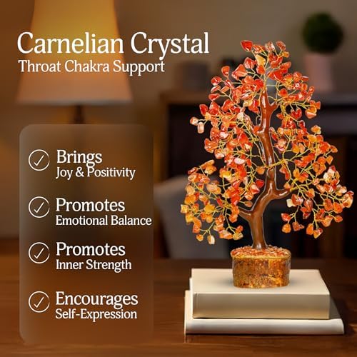 YATSKIA Carnelian Crystal Tree | Natural Crystal Desk Decor for Women | Crystals and Stones | Money Tree Decor