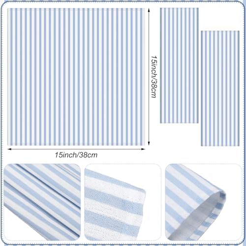 Funnymoom 24 Pcs Blue and White Striped Cloth Napkins, Reusable Dinner