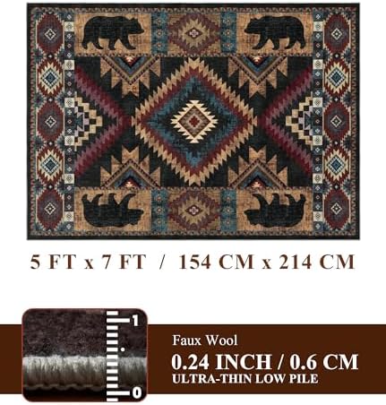 YIHOUSE Washable Western Cabin Area Rugs 5x7