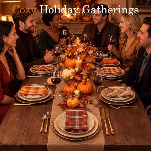 Mixweer 24 Pack Fall Thanksgiving Cloth Napkins Bulk, 15 x 15 Inch