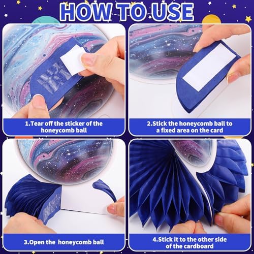 12 PCS Space Theme Party Decorations Outer Space Honeycomb Centerpieces