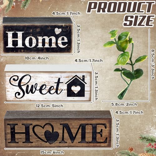 Moucuny 4 Pcs Farmhouse Wooden Tabletop Decor Farmhouse Tiered Tray Decor