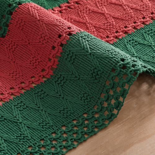 Artoid Mode Green Red Farmhouse Rustic Table Runner 12x48 Inch