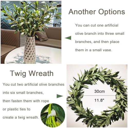 222 Leaves for Vase Faux Olive Branches Home / 39 Inch / Set of 2