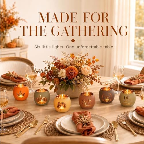 Thanksgiving Votive Candle Holders Set of 6