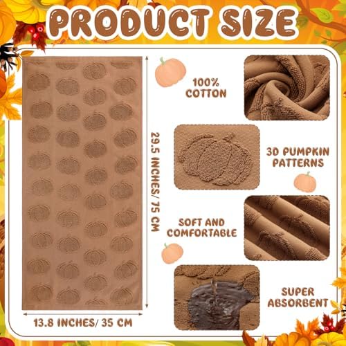 Mindsoft 2 Pcs Fall Hand Towels 3D Pumpkin Jacquard,Brown