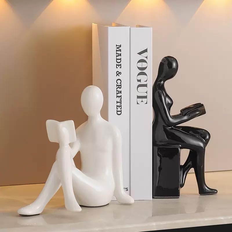 Ceramic Book Ends / White and Black