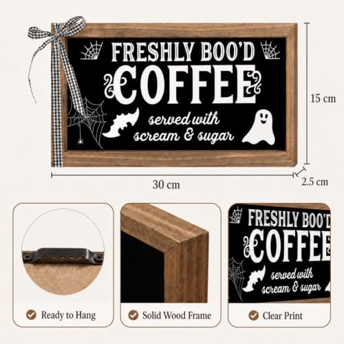 Halloween Coffee Bar Decor Freshly Booed Coffee Sign Wall Table