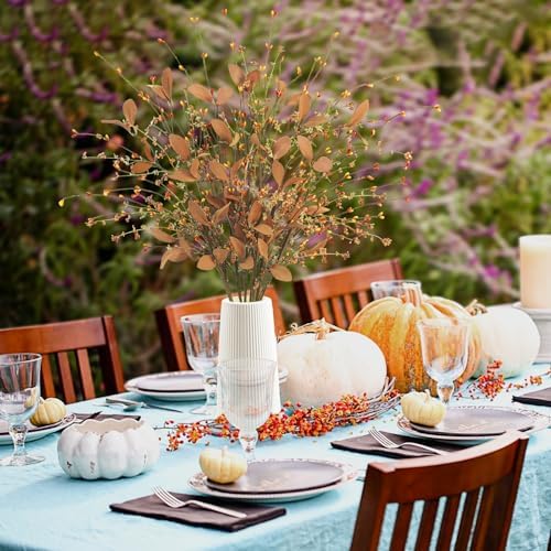 8 PCS Fall Stems, 29.5 Inch Fall Leave Stems with Autumn Berry