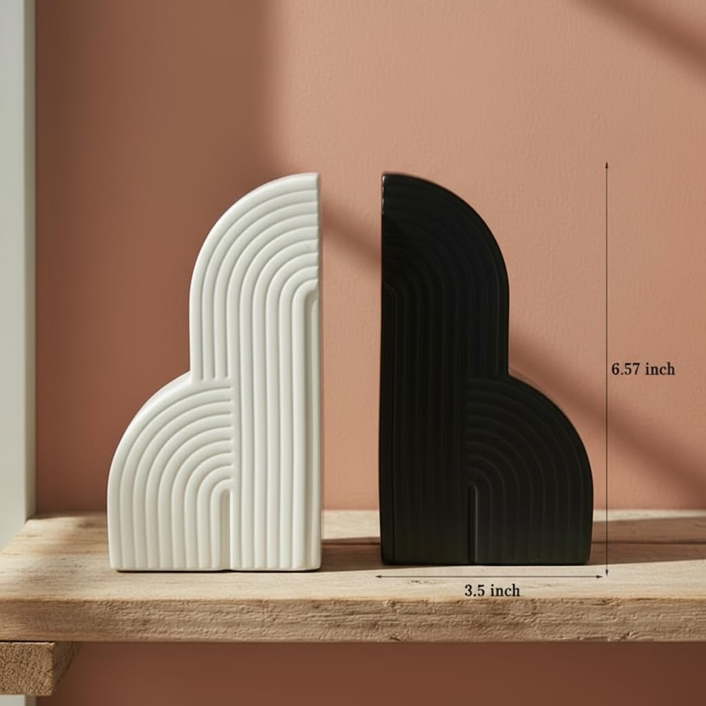 Modern Bookends for Heavy Books / Black and White