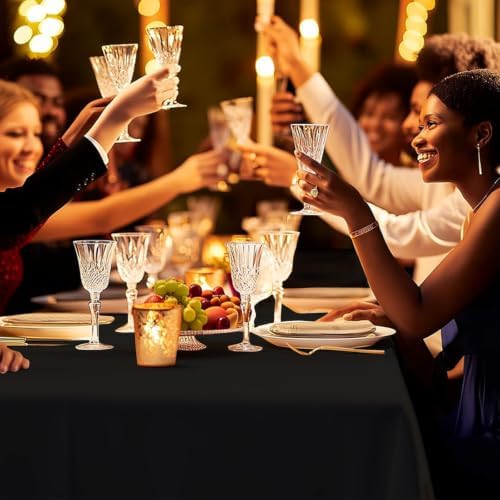 6 Pack Premium Disposable Plastic Tablecloth 54" x 108" Party Table Cloths Disposable for 6 to 8 Foot Tables Indoor or Outdoor Parties Birthdays Weddings Christmas Anniversary Buffet Table (Black)