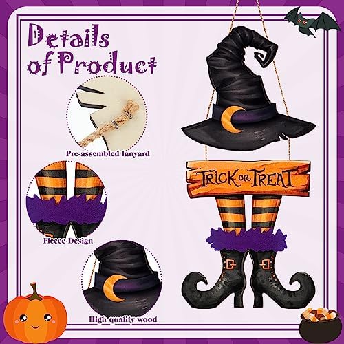Bbto Halloween Witch Decor, Trick or Treat Wooden Sign Wreath Decor