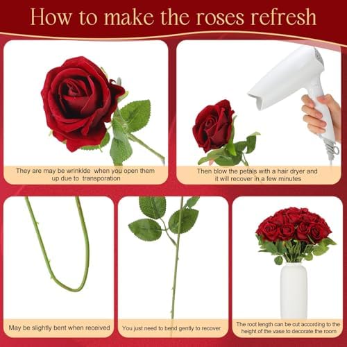 Hotop 80 Pcs Artificial Roses Flowers Bulk, Burgundy