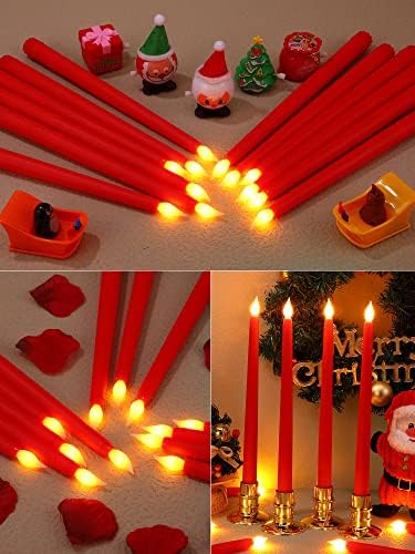 Treela Battery Operated LED Taper Candles,Basic,11 Inch,Red