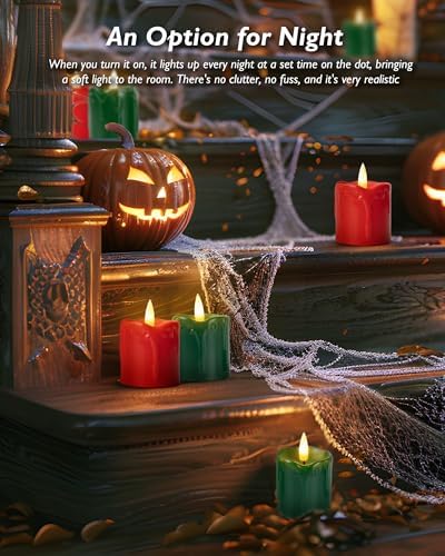 Homemory 2"x 2" Red & Green 6 Hour Timer Flameless Votive Candles, 6 Pack