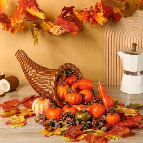 Fall Cornucopia Basket Fall Table Centerpieces 13.78'', Classic