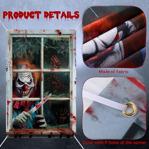 Newwiee 2 Pcs Scary Halloween Curtain Window Silhouette Cover, Clown