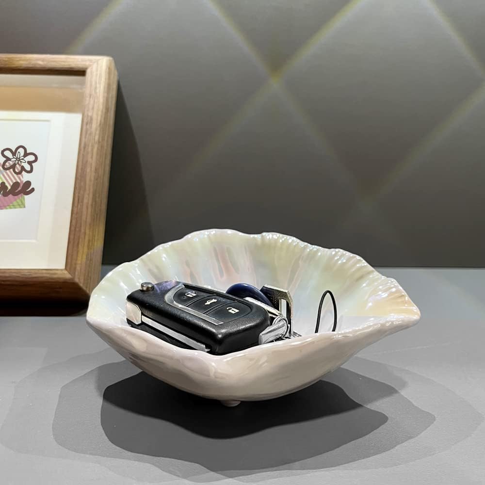Jewelry Tray / Ceramic Jewelry Dish / Colorful White / 5.75 Inch