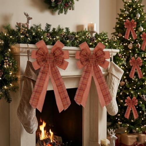 2 PCS Large Fall Bows for Wreath Fall Wreath Bow Tree Topper Bow