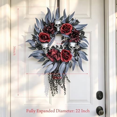 22" Halloween Wreath for Front Door, Gothic Halloween Decor Indoor