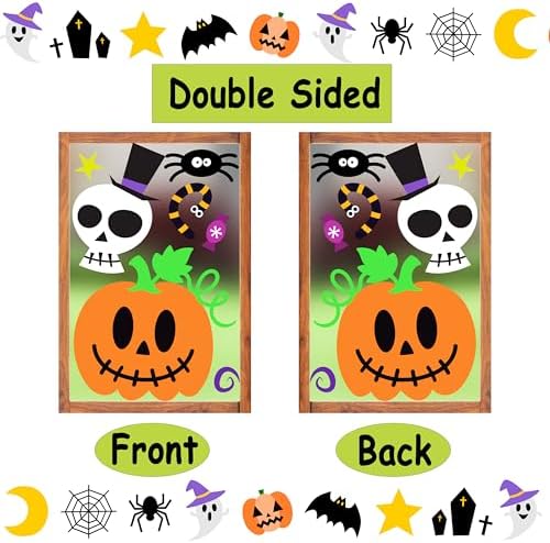 Halloween Window Clings Window Stickers Cute Pumpkin Ghost Halloween Window Decorations Window Decals for Halloween Decor
