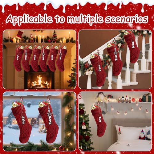 Christmas Stockings 18 Inches,Long Knitted Stocking with Name Tags