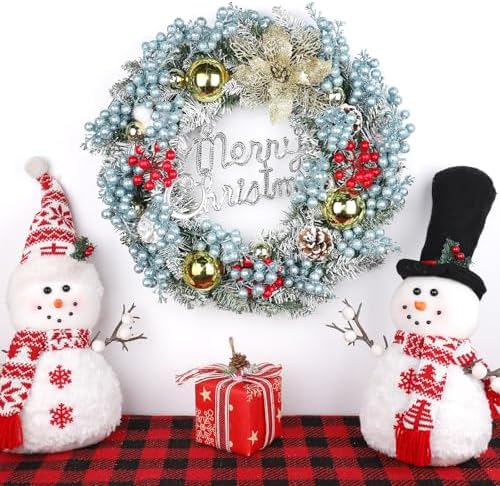24 Pack Light Blue Berry Stems,Artificial Burgundy Glitter Red Berries,7.5 Inch Christmas Berries Picks for DIY Crafts Christmas Tree Christmas Wreath Home Wedding Home Party Decoration (Light Blue)