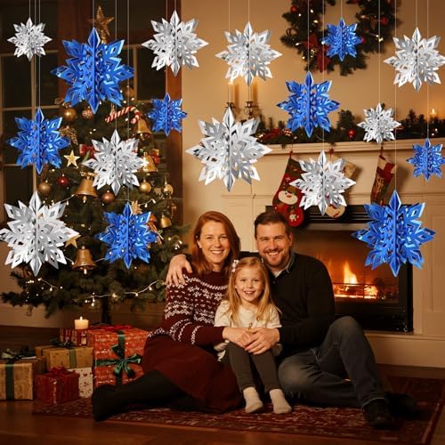 24PCS Hanging Snowflake Decorations Winter Wonderland Party Supplies