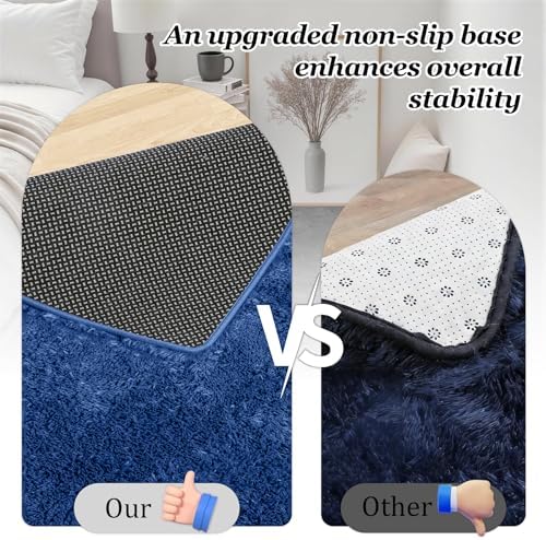 Area Rug Living Room Bedroom: 6x9 Fluffy Plush Shag Carpet Blue