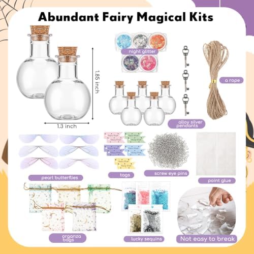 Jinei 262 Pieces Mystery Potion Craft Kit with 36 Magic Witch Potion Bottles Fairy Wing DIY Magic Fairy Bottle Set for Halloween Decorations Birthday Creative Gift Filling Supplies