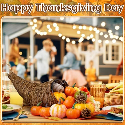 Dandat Thanksgiving Cornucopia Basket, Horn of Plenty Table Decor, 1 Pcs