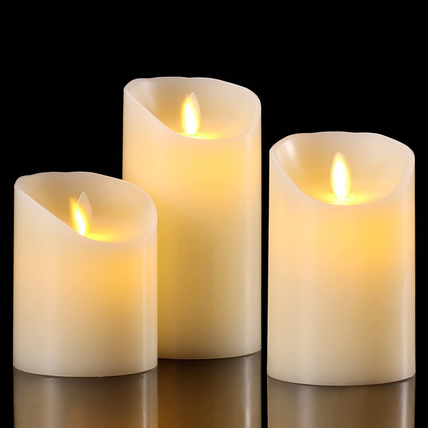 AKU TONPA Flameless Candles Battery Operated Pillar Real Wax Electric LED Flickering Candle Sets with Remote Control