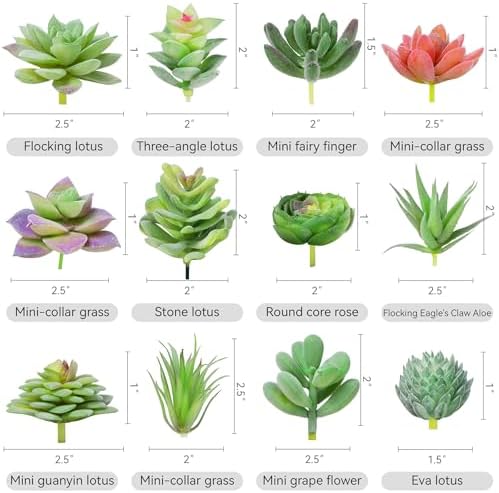 Artificial Succulents Mini Fake Plants Unpotted Faux Succulent for Craft / Set of 12