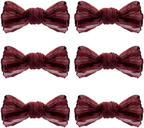 Nydotd 6pcs Gauze Cheesecloth Napkins 20 x 20 Inch Boho Dinner Napkins Wrinkled Rustic Linen Table Decorative Cloth Napkins for Wedding Party Baby Shower Family Everyday Use Easter (Burgundy Red)