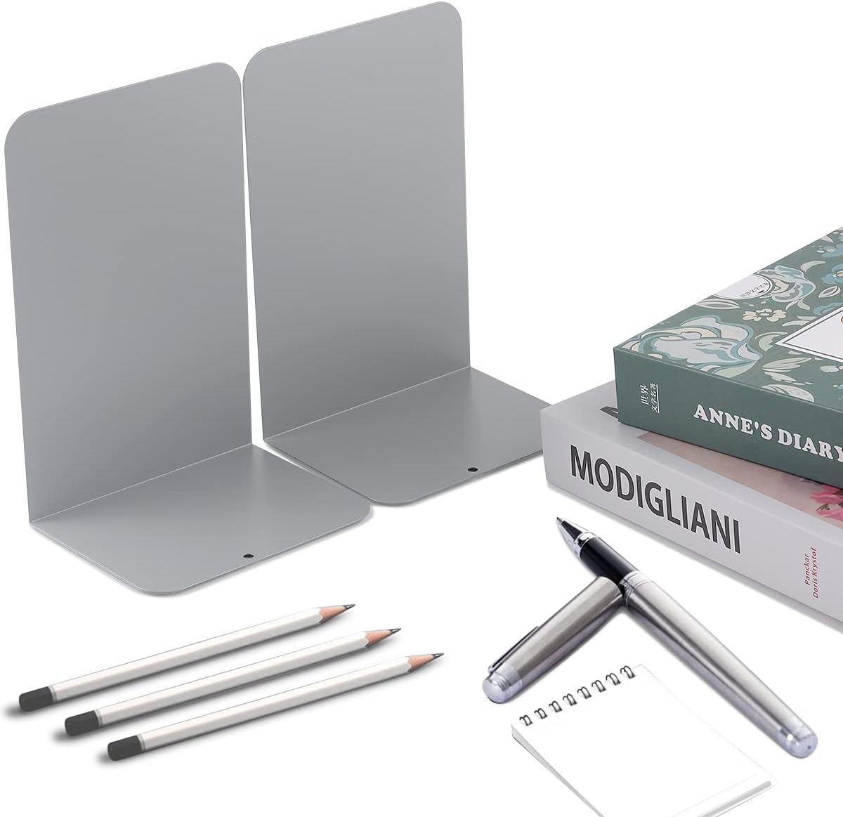 Metal Bookend Supports / Gray / Set of 4