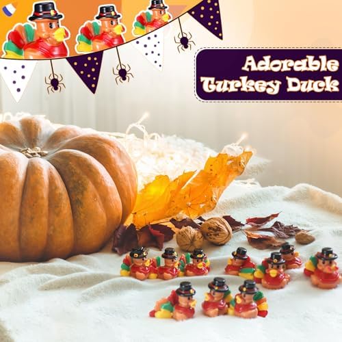 Suzile 50 Pcs Mini Resin Turkey Duck Figurines, Fall Decor 0.79 x 0.51 Inch