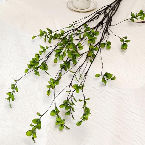 Artificial Ficus Branches Faux Eucalyptus Stems / Green / 47.2 Inch / Set of 4