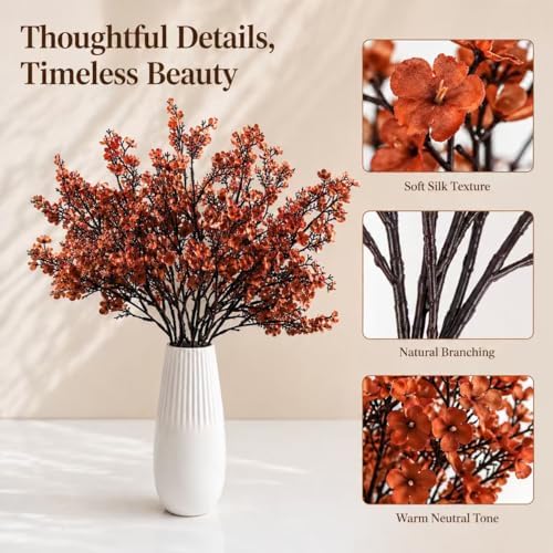 Mandy's 15 Bundles Artificial Burnt Orange Baby’s Breath Flowers
