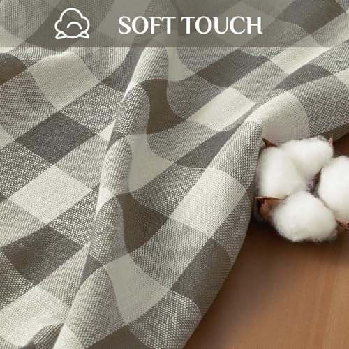 Softalker Gingham Rectangle Tablecloth with Tassel, Coffee, 55" x 120"