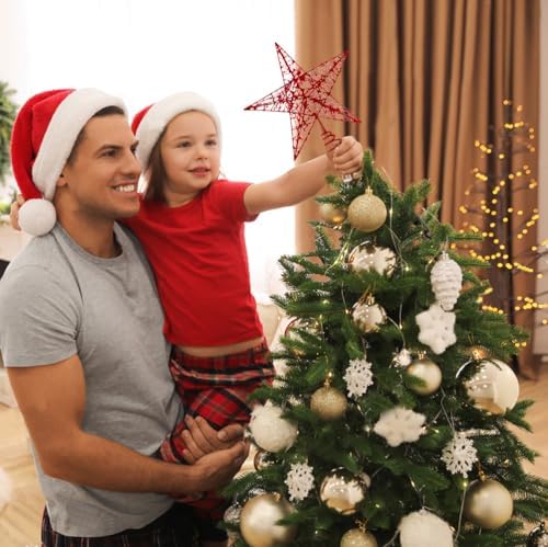 Christmas Tree Toppers Glitter Red Star for Christmas Tree Decoration