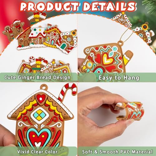 Gingerbread House Ornaments Christmas Tree Decoration - 12pcs Gingerbread House Christmas Decorations Hanging Ornaments for Holiday Xmas Tree Home Decor