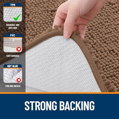 OLANLY Bathroom Runner Rugs 47x24, Extra Soft Absorbent Chenille Bath Rugs