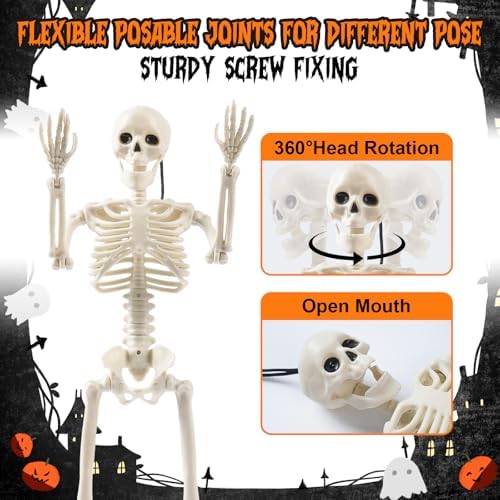 Skeleton Halloween Decorations, 5Pcs 16inch Full Body Posable Joints
