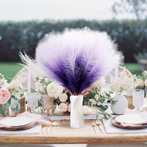 30 Stems Purple Faux Pampas 24" Extra Full for Vase Filler