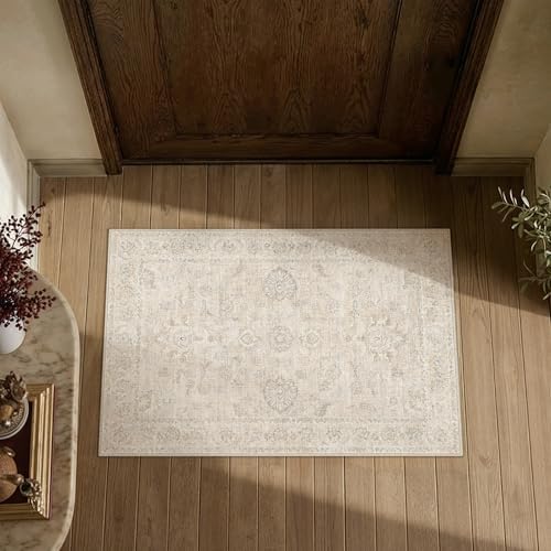 2x3 Light Cream Neutral Area Rug
