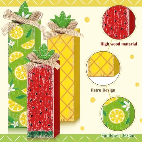 Redbaker 3 Pcs Summer Fruit Table Decor, Summer Decorations for Home