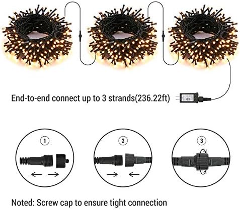 Brizled Outdoor Christmas Lights, 78.74 ft 240 LED Warm White String Lights